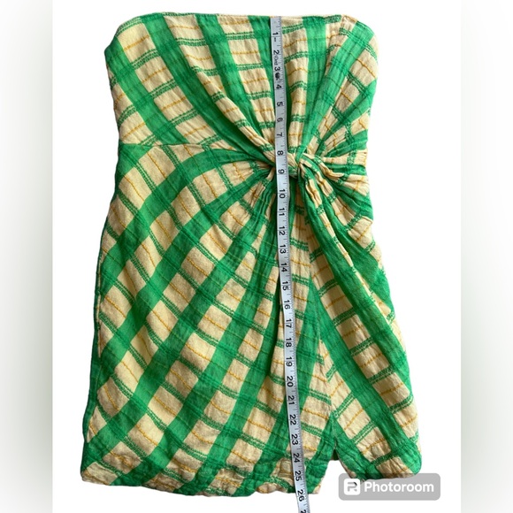 Free People Suits Me Fine Green/Yellow Checkered Mini Dress Size Large - Picture 4 of 11